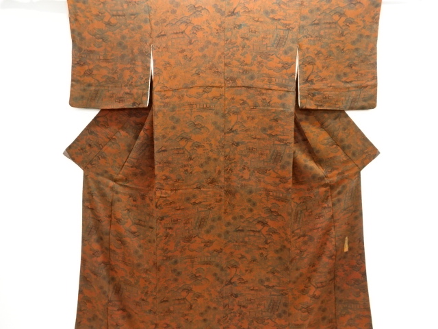 JAPANESE KIMONO / KOMON / CHIRIMEN / KATAZOME / FLORAL PLANTS / ARTIST WORK